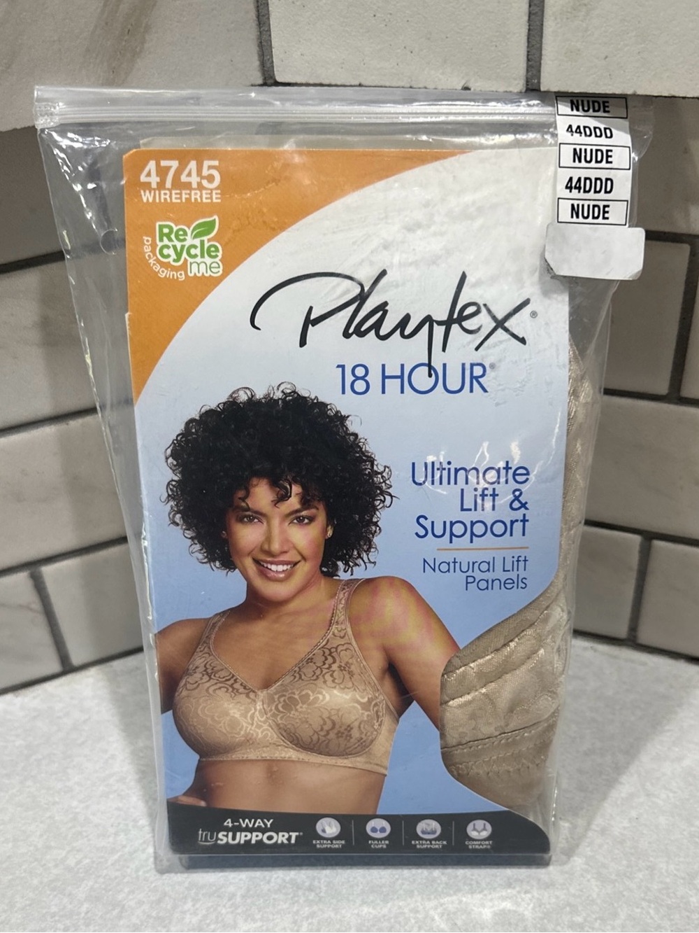 NIP Playtex 18 Hour Ultimate Lift & Support Bra 4745, Size 44DDD Nude H-28